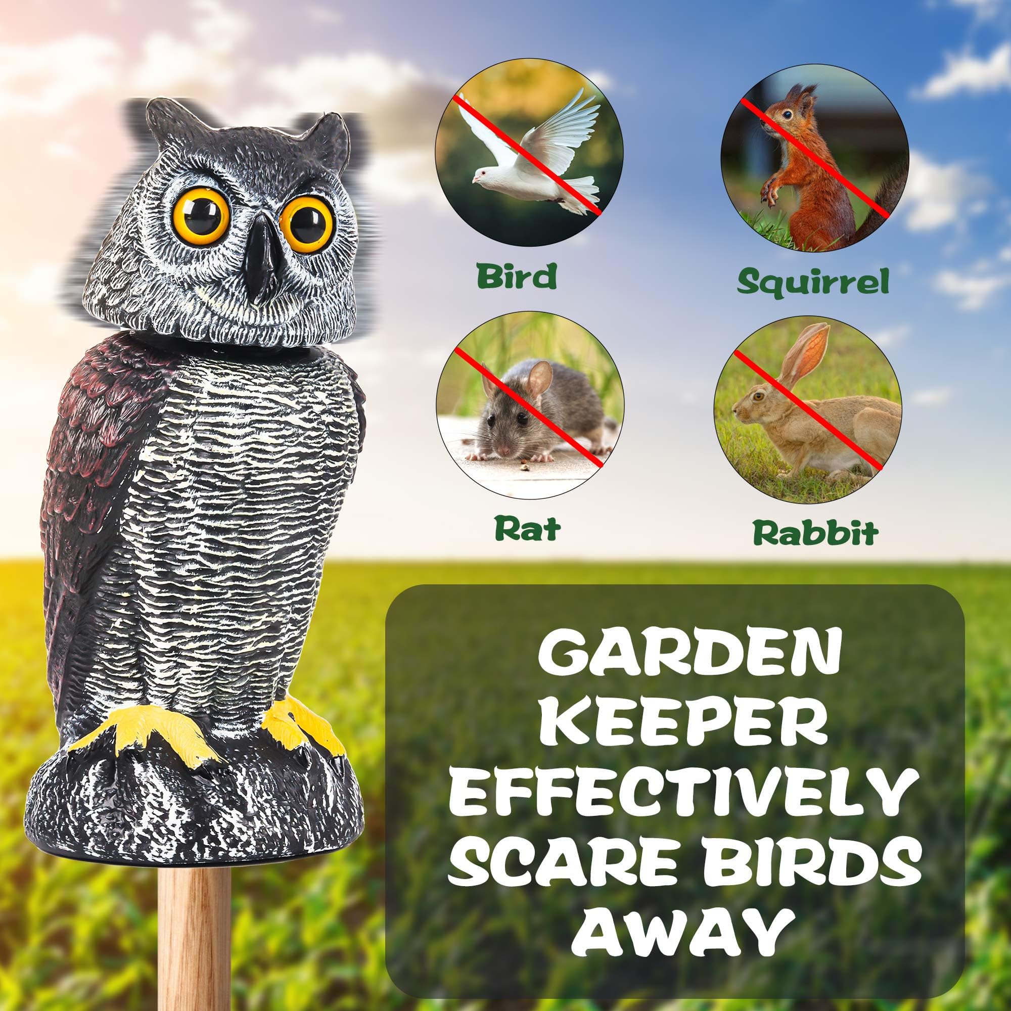 Crobirware waterproof garden owl decoy stays effective in rain and shine