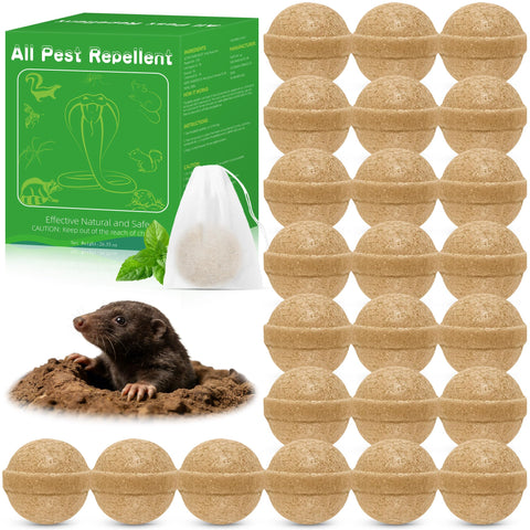 Crobirware mole repellent ball 24 pack protects gardens and keeps chemicals away