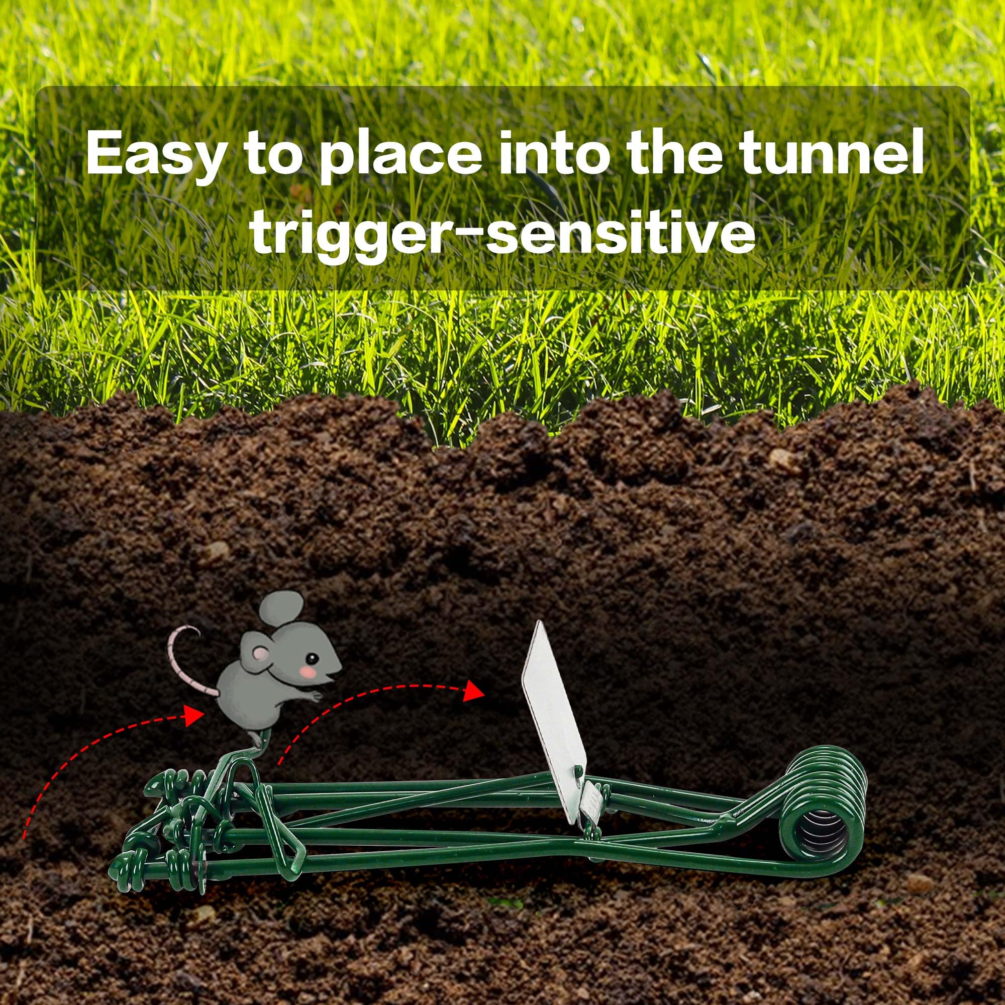 Outdoor garden and farm use with durable steel traps.