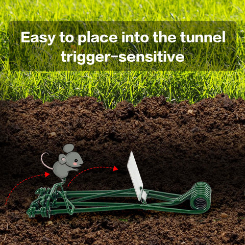 Outdoor garden and farm use with durable steel traps.