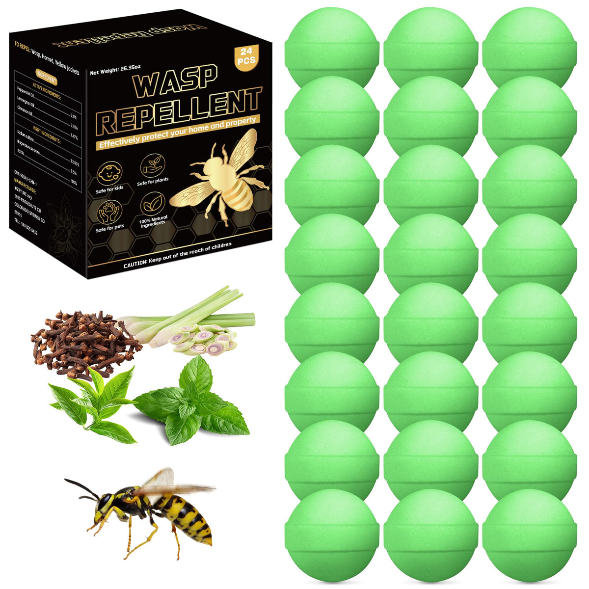Crobirware peppermint oil bee repellent ball ready to deter bees from outdoor spaces