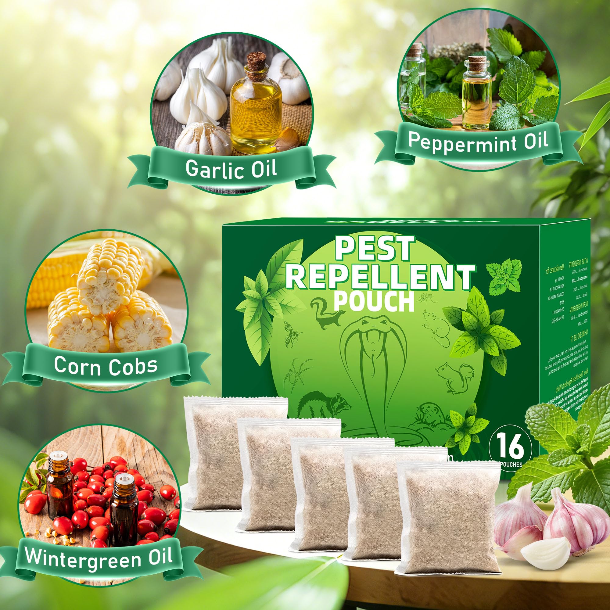 Crobirware peppermint oil scent deters squirrels in outdoor spaces.