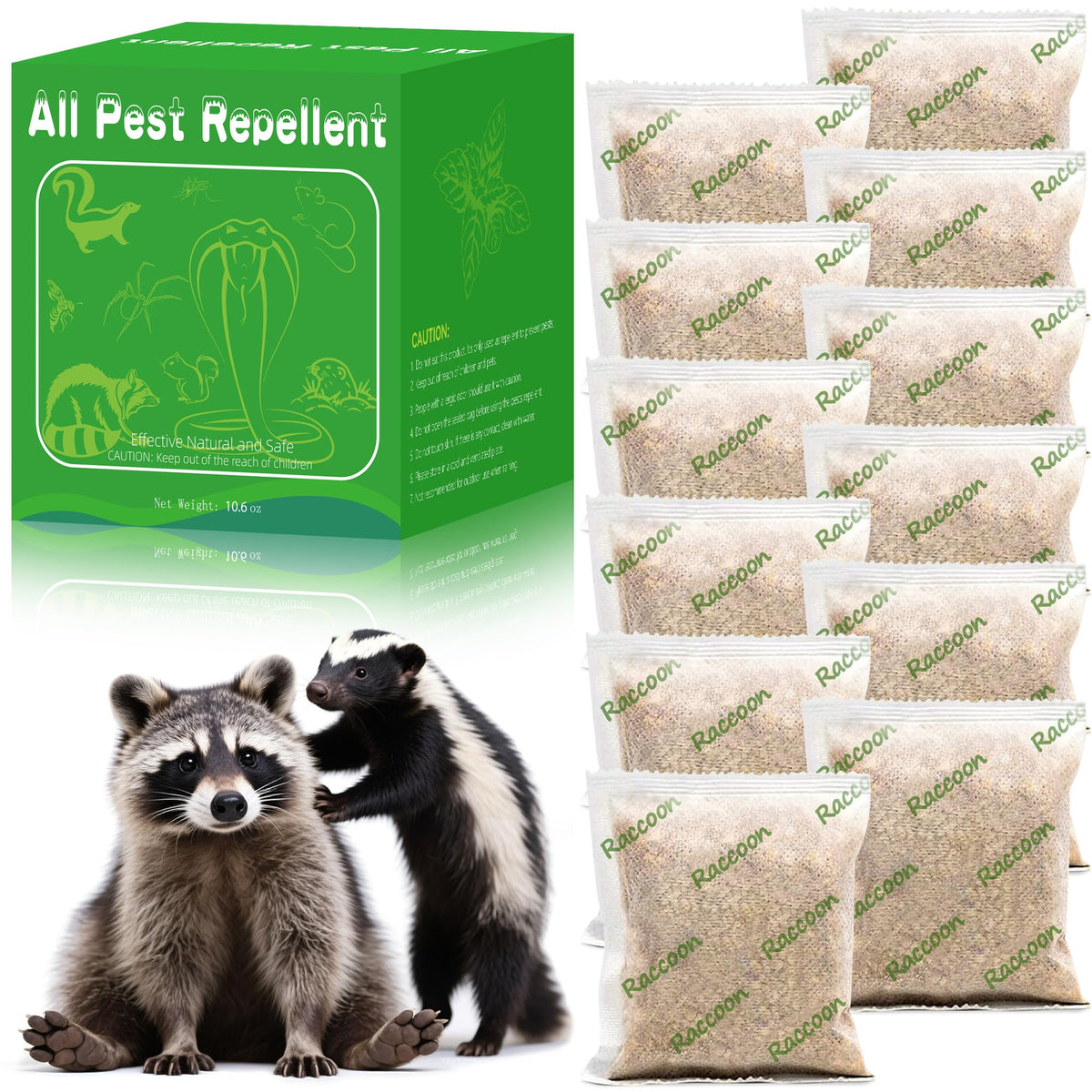 Crobirware raccoon repellent ball packaging: ready-to-use for toxin-free outdoor protection.