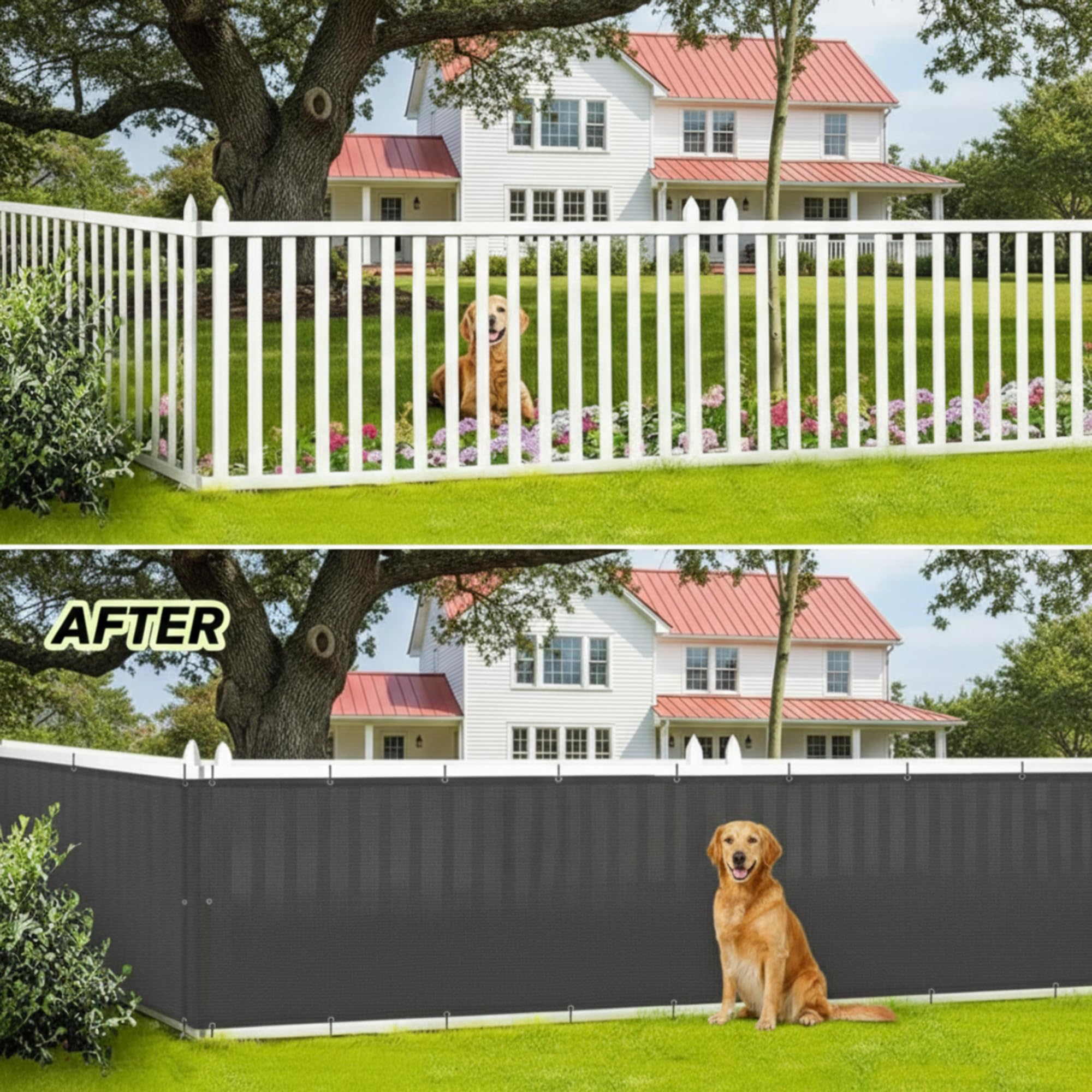 CroBlissful balcony screen protecting yard, pool, and porch areas from wind and view