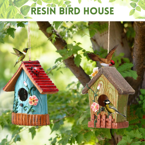 CroBlissful rope hanging detail on resin bird house for balcony