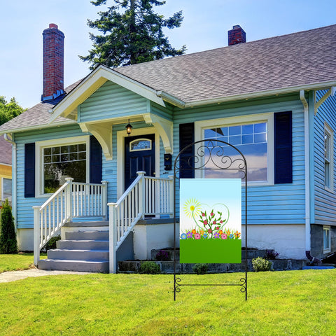 CroBlissful garden flag stand with flags adds seasonal charm to outdoor spaces.