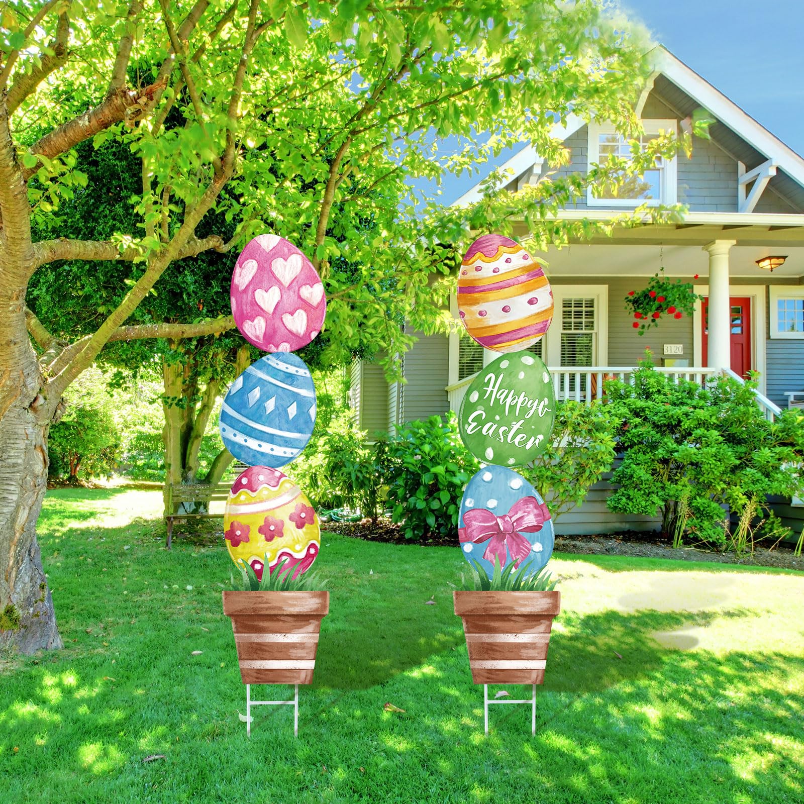CroBlissful large Easter egg sign for lawn decor, weather-ready outdoor display