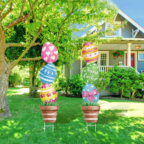 CroBlissful large Easter egg sign for lawn decor, weather-ready outdoor display