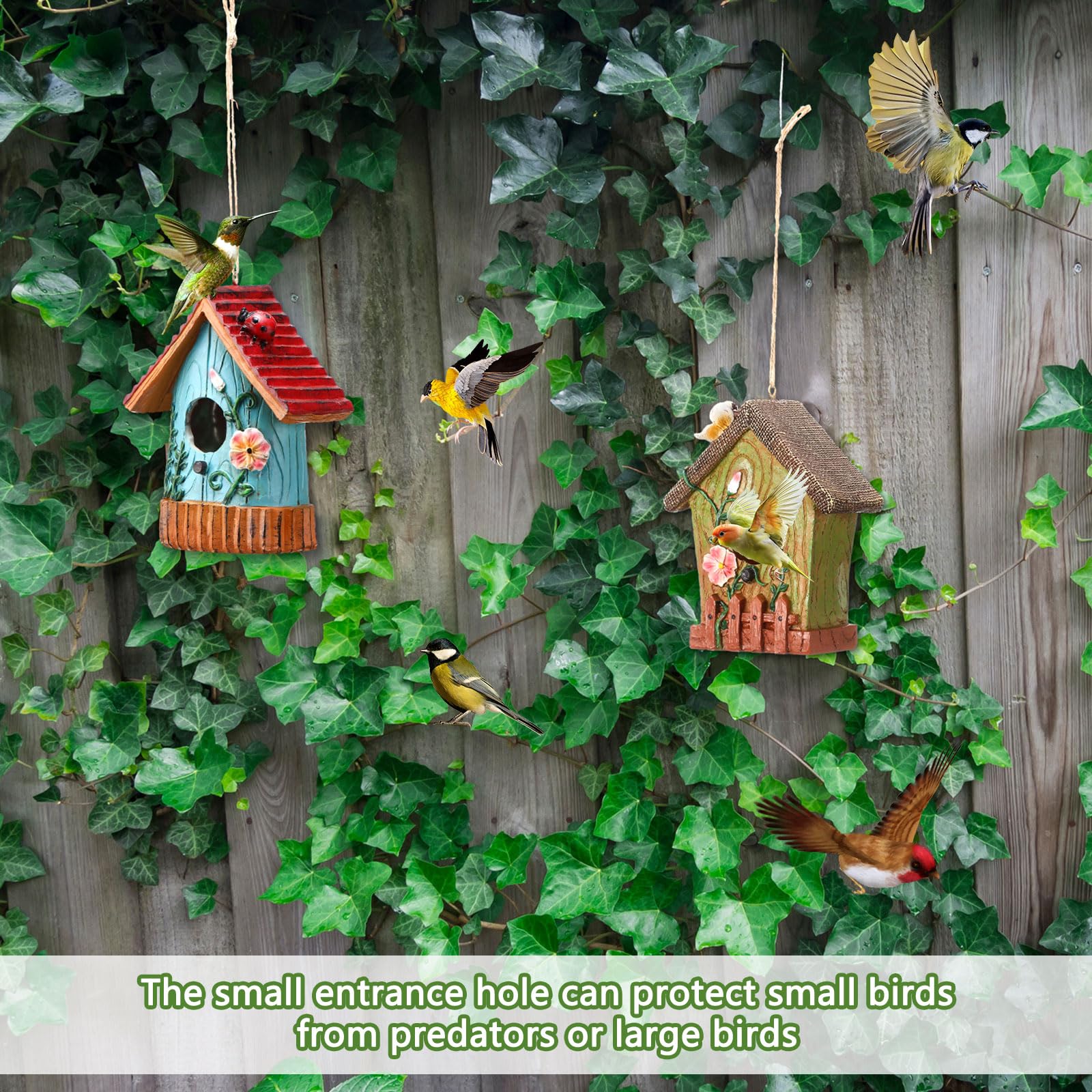 CroBlissful multicolor bird house in garden decor setting