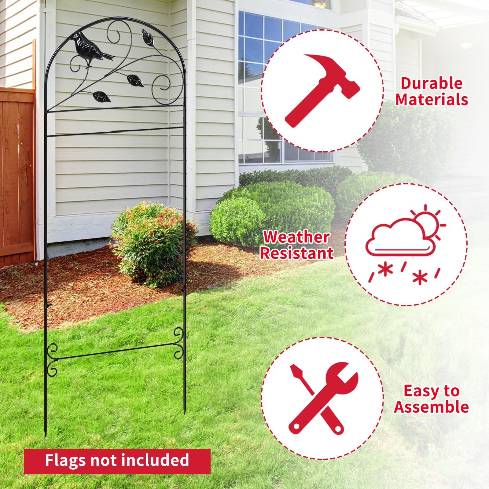 CroBlissful outdoor flag pole offers easy assembly for quick seasonal changes.