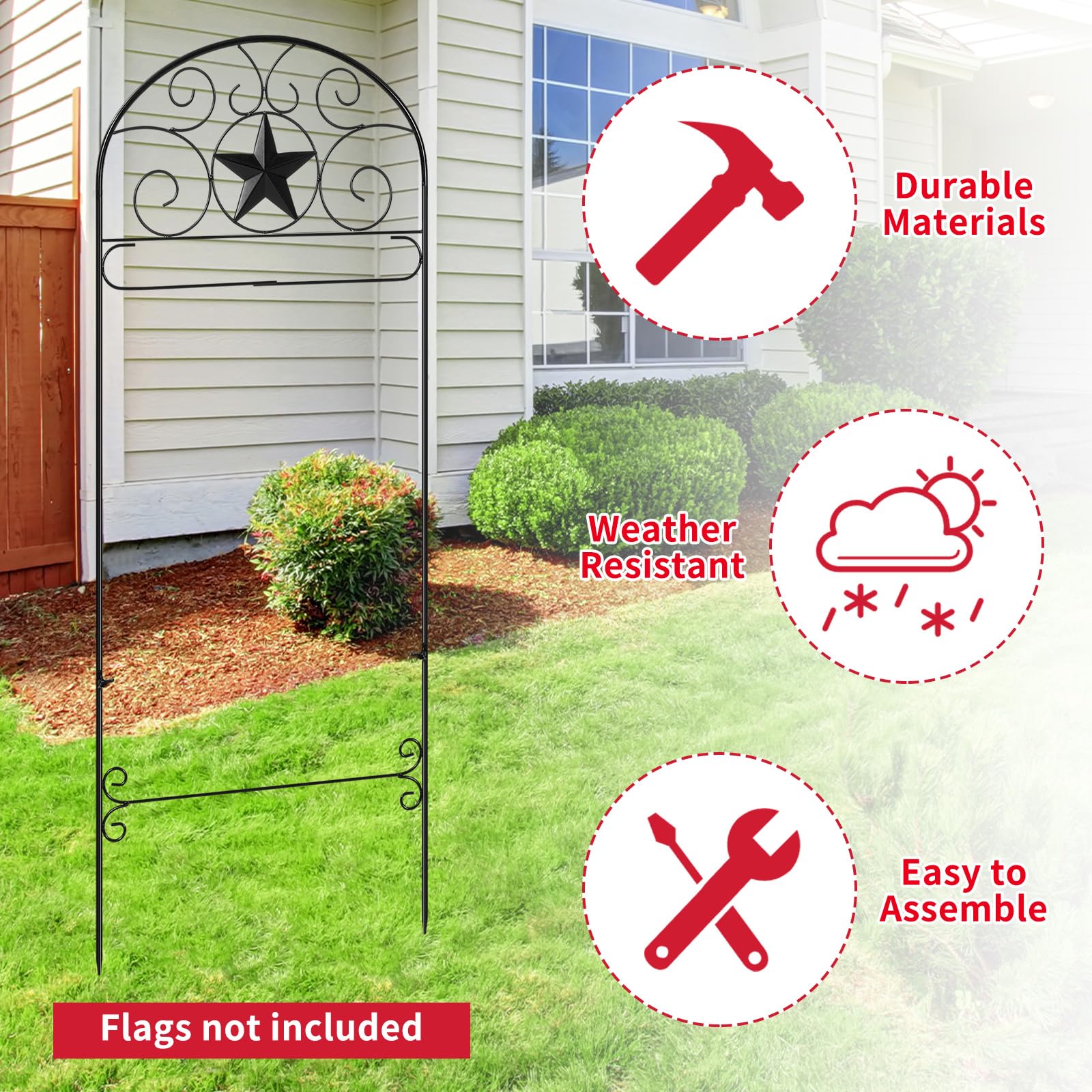 CroBlissful flag pole pattern design adds elegant backyard focal point