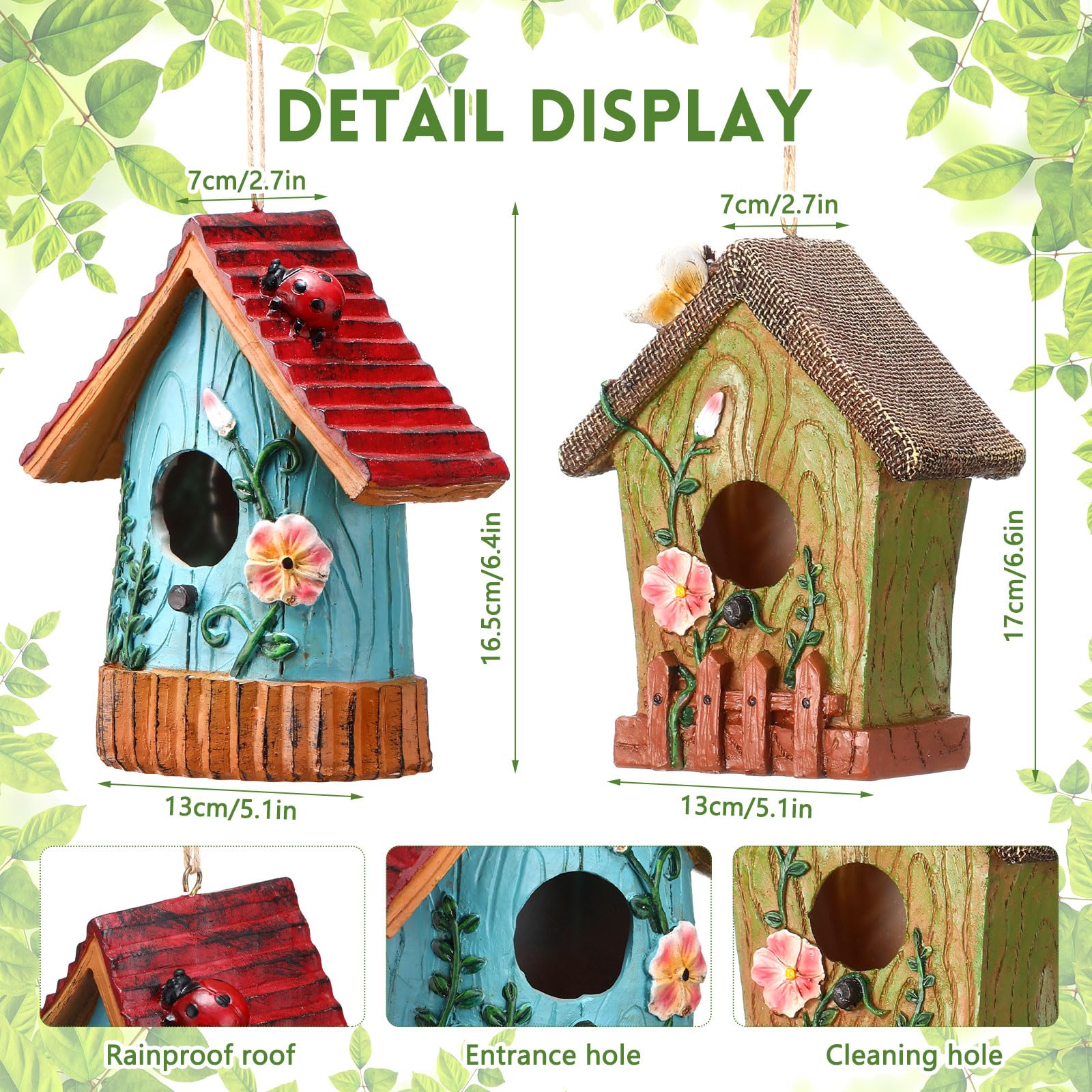 CroBlissful resin bird house close up highlights lifelike colors