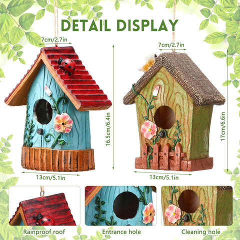 CroBlissful resin bird house close up highlights lifelike colors