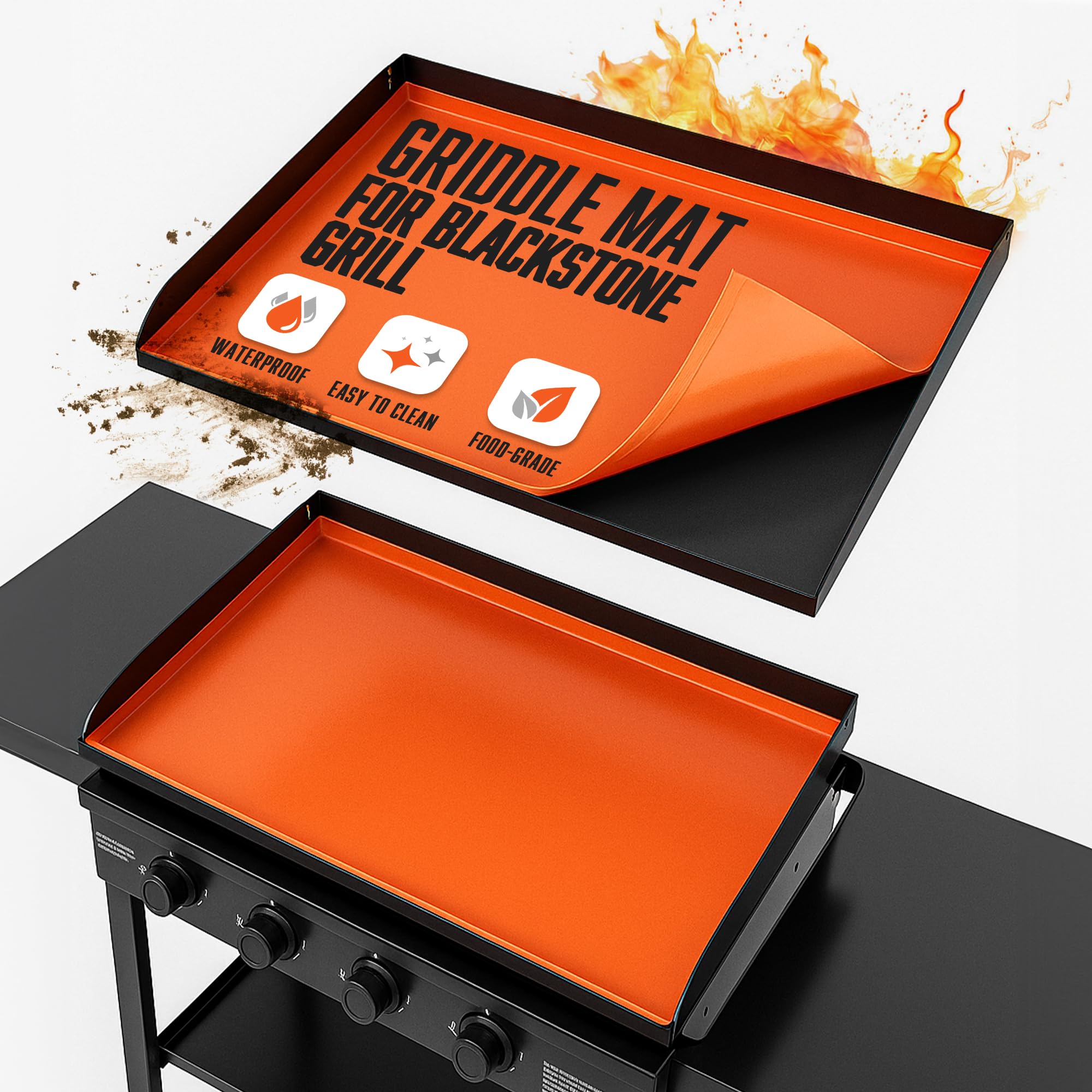 CRODALE BRANDS 36in Blackstone silicone mat covering the griddle for all-season protection