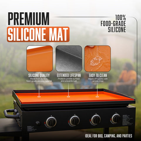 CRODALE BRANDS mat catches grease and crumbs to keep the griddle clean