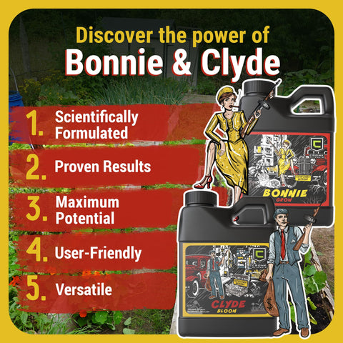 Cronk Grow Bonnie & Clyde label detail shows clear instructions and nutrient proportions.