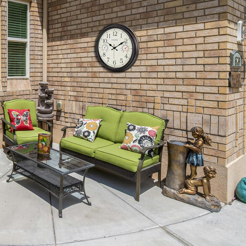 Crosstime bold numerals and high-contrast hands improve yard readability.