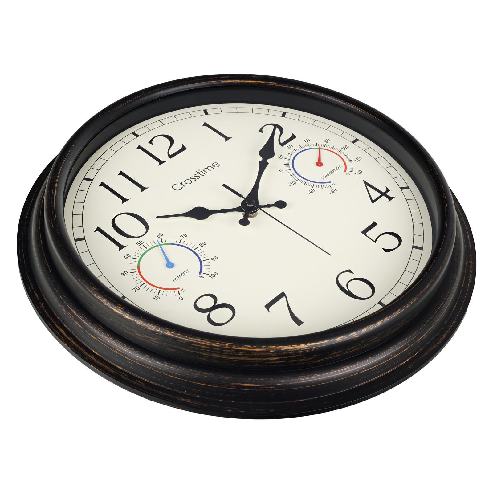 Crosstime durable outdoor clock withstands weather across seasons.