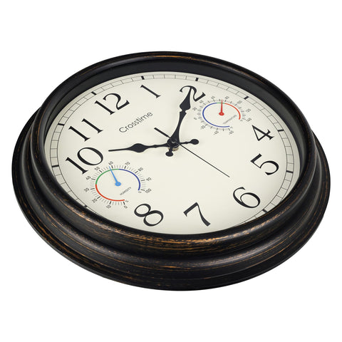 Crosstime durable outdoor clock withstands weather across seasons.