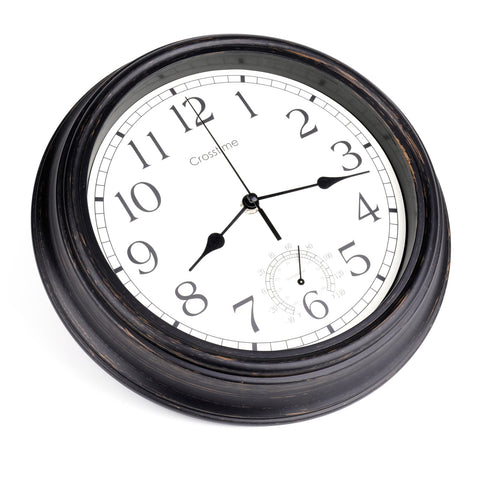 One AA battery powers the Crosstime bronze clock for easy maintenance