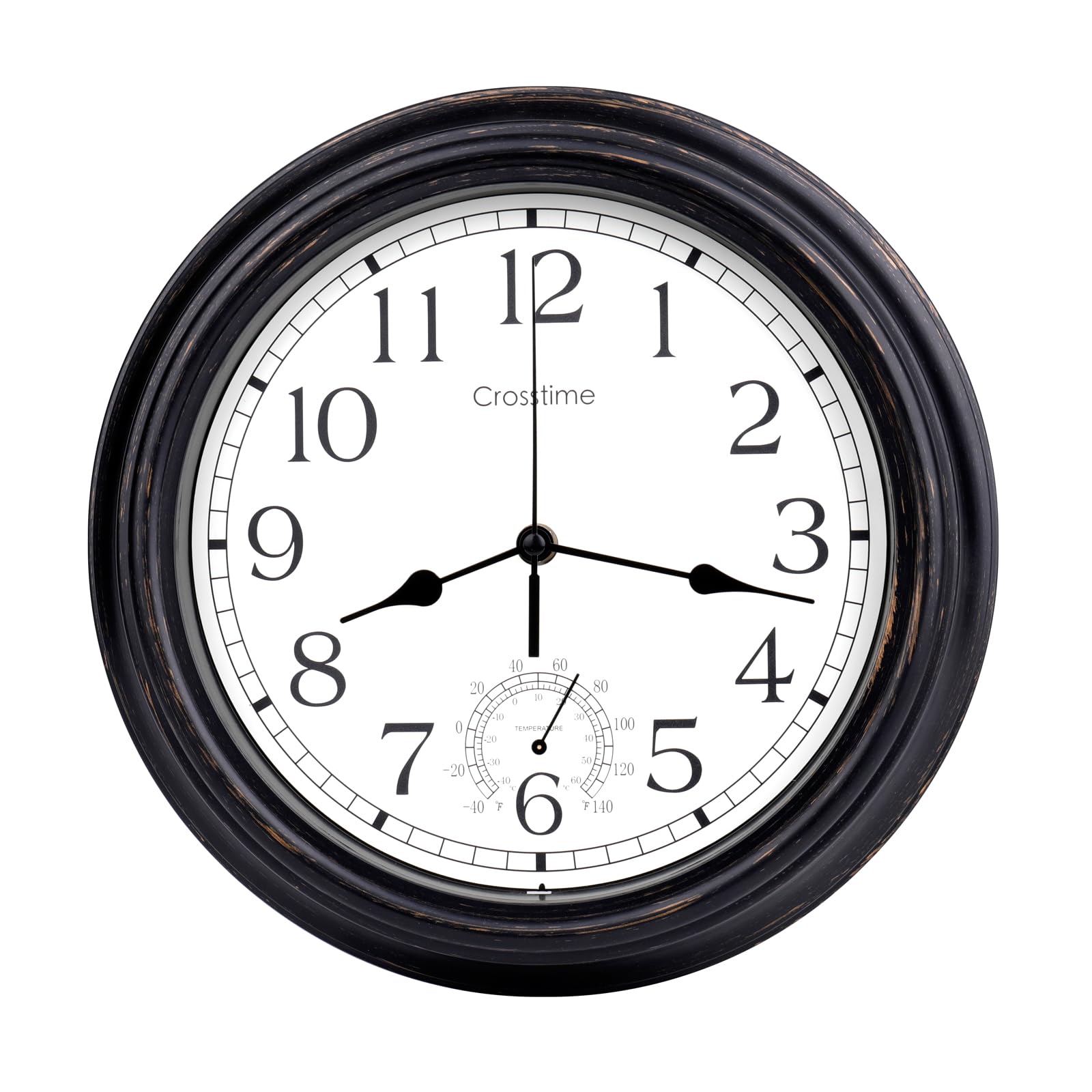 Crosstime bronze outdoor clock front view for reliable patio timekeeping