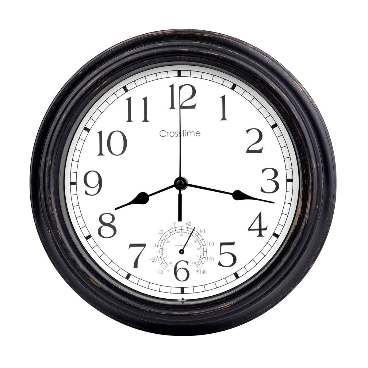 Crosstime bronze outdoor clock front view for reliable patio timekeeping
