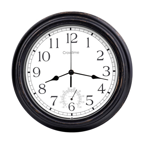 Crosstime bronze outdoor clock front view for reliable patio timekeeping