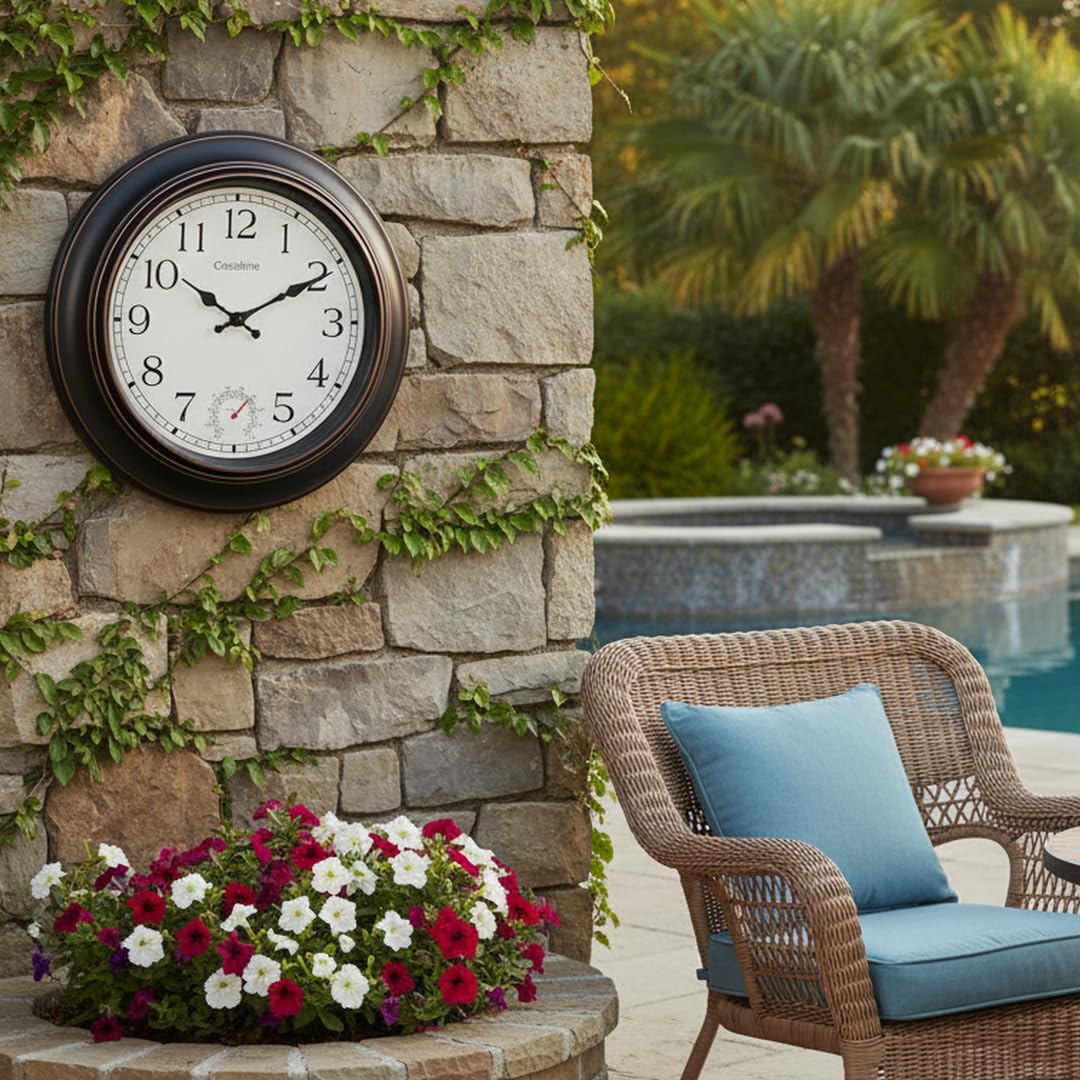 Crosstime outdoor clock bronze large-wall decor combines function with style.