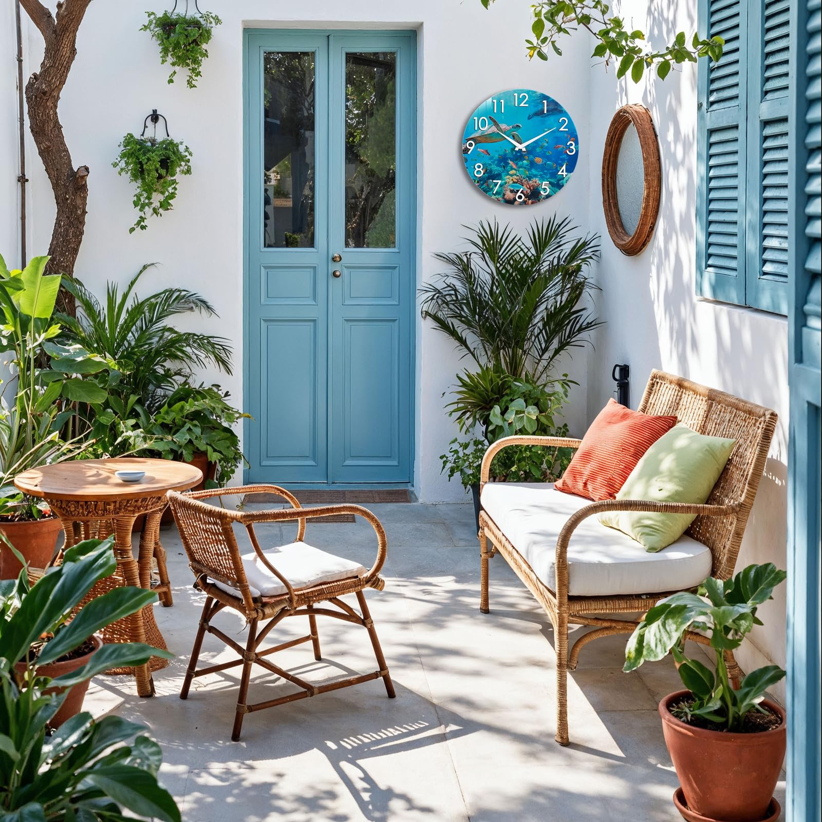 Crosstime outdoor clock coastal-nautical-style, complements garden walls and balcony areas.