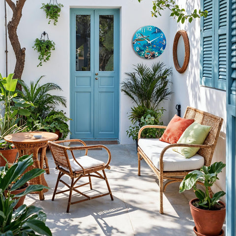 Crosstime outdoor clock coastal-nautical-style, complements garden walls and balcony areas.
