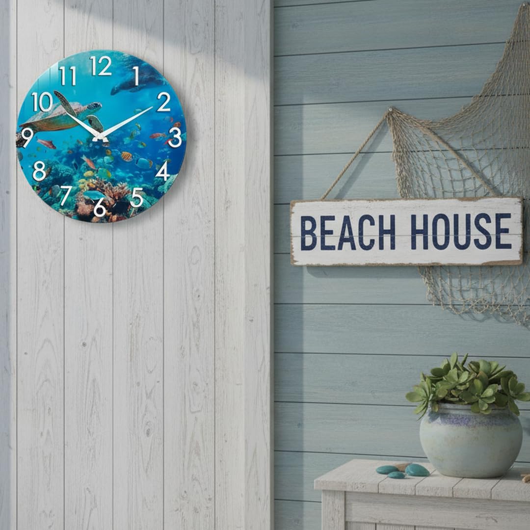 Patio wall decor: Crosstime coastal clock from outside view
