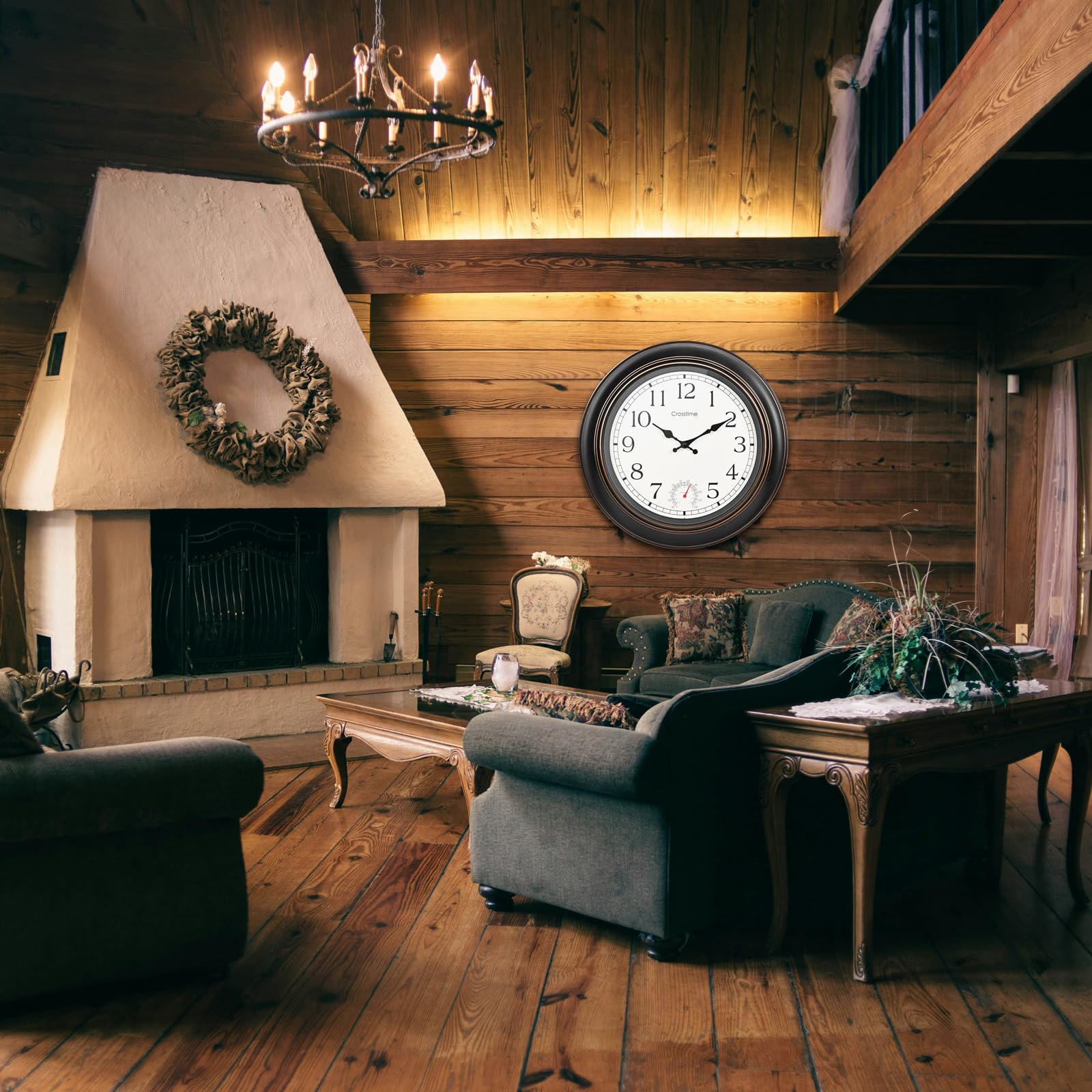 Crosstime silent quartz movement provides non-ticking timekeeping outdoors.