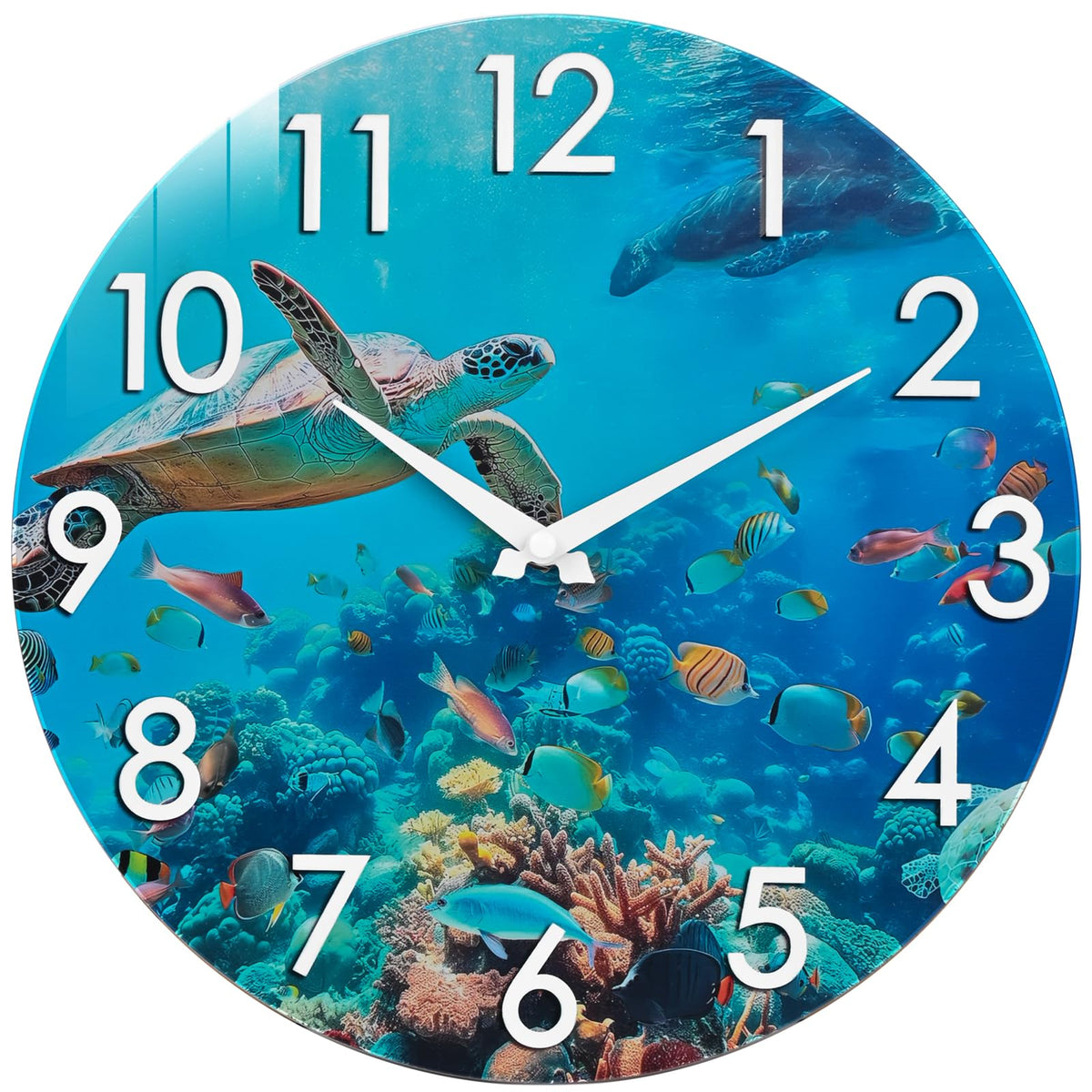 Crosstime sea turtle underwater clock on patio wall for coastal vibe and timekeeping