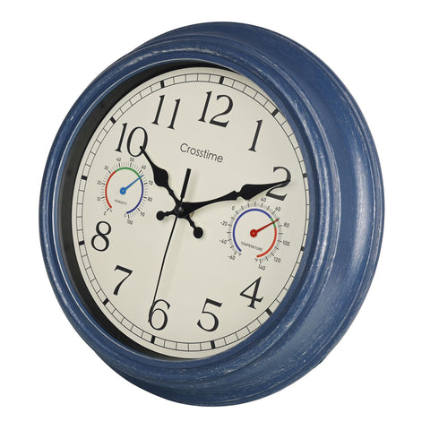 Crosstime outdoor clock with thermometer and hygrometer for precise weather tracking.