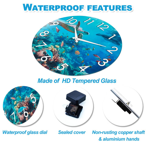 Crosstime outdoor clock underwater-world-theme, adds coastal vibe to outdoor spaces.