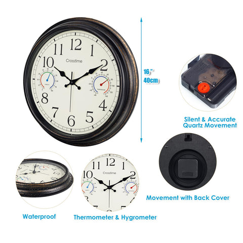 Crosstime waterproof glass-face clock protects against rain and humidity.