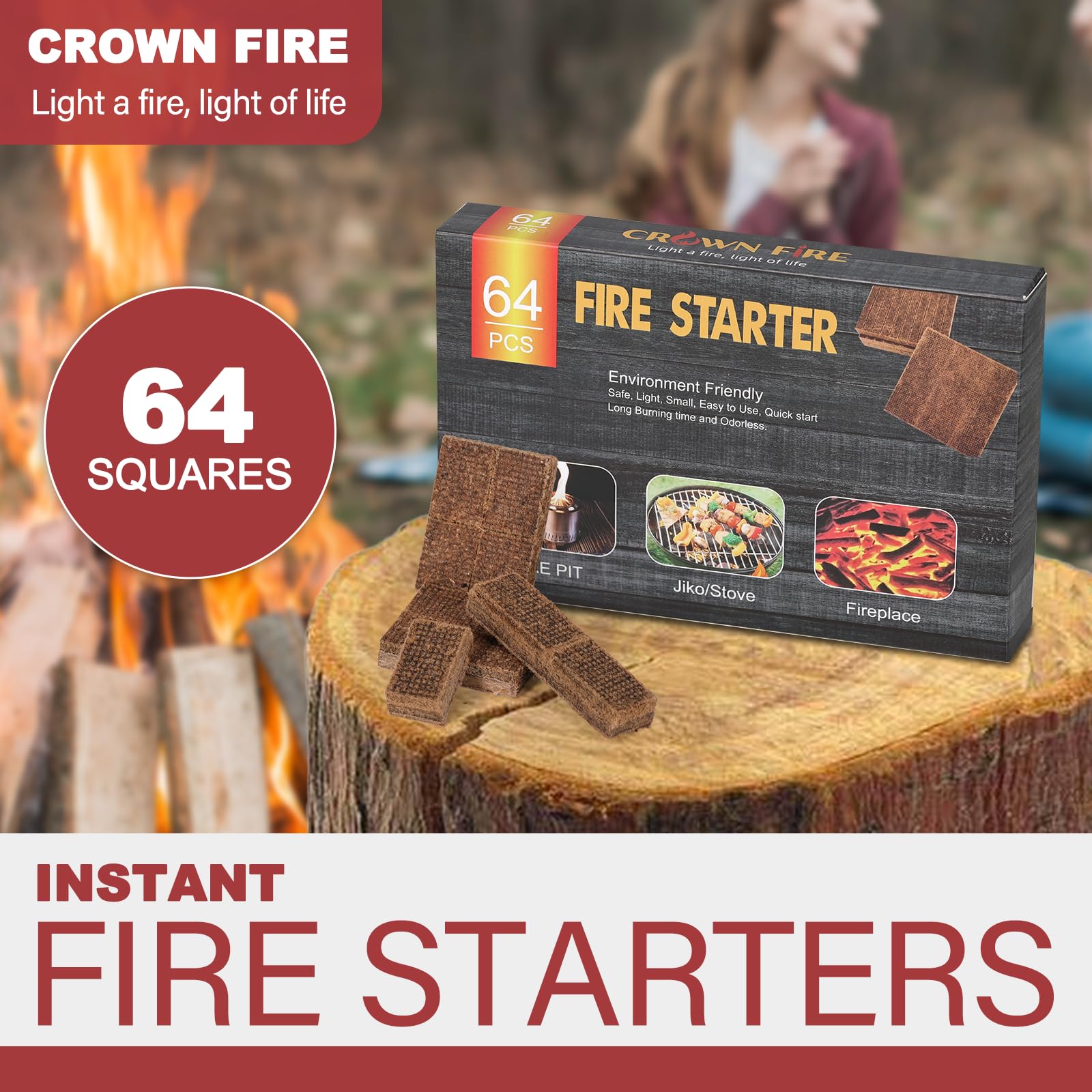 CROWN FIRE odorless and non-toxic formula lights without strong smells