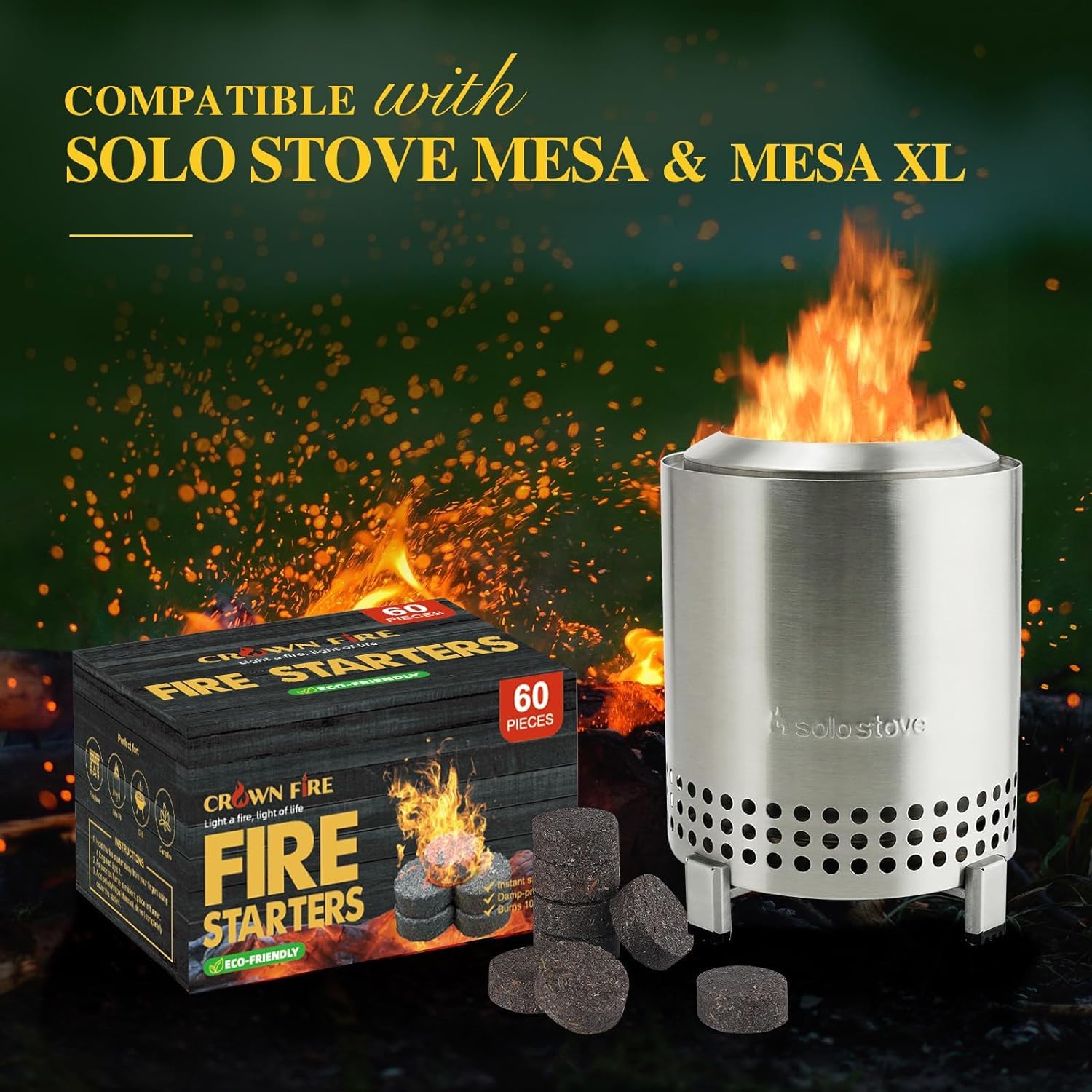 CROWN FIRE waterproof pouch fire starters withstand rain and wind for outdoor use.