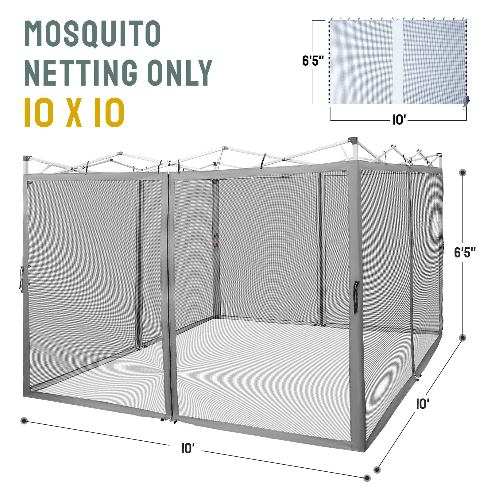CROWN SHADES four-pack gray netting fits most 10x10 gazebos