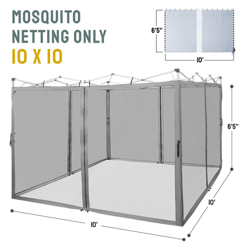 CROWN SHADES four-pack gray netting fits most 10x10 gazebos