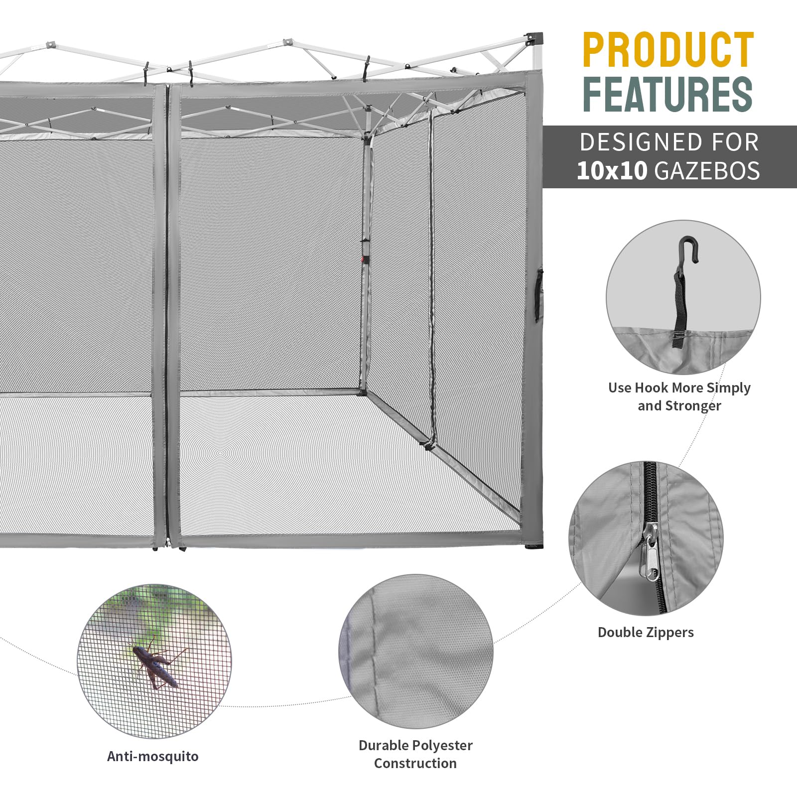 CROWN SHADES mosquito net installation with hooks and straps for secure fit
