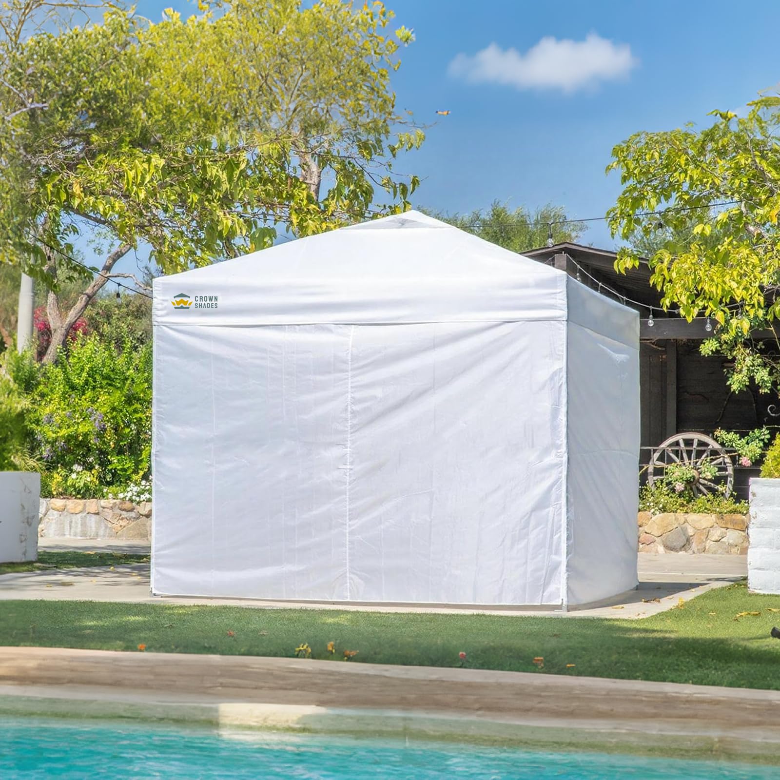 CROWN SHADES polyester sidewall material offers durability and UV defense.