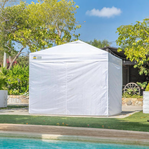 CROWN SHADES polyester sidewall material offers durability and UV defense.