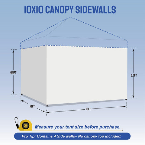 CROWN SHADES sidewall, 6.5x10 ft fit for 10x10 canopies.