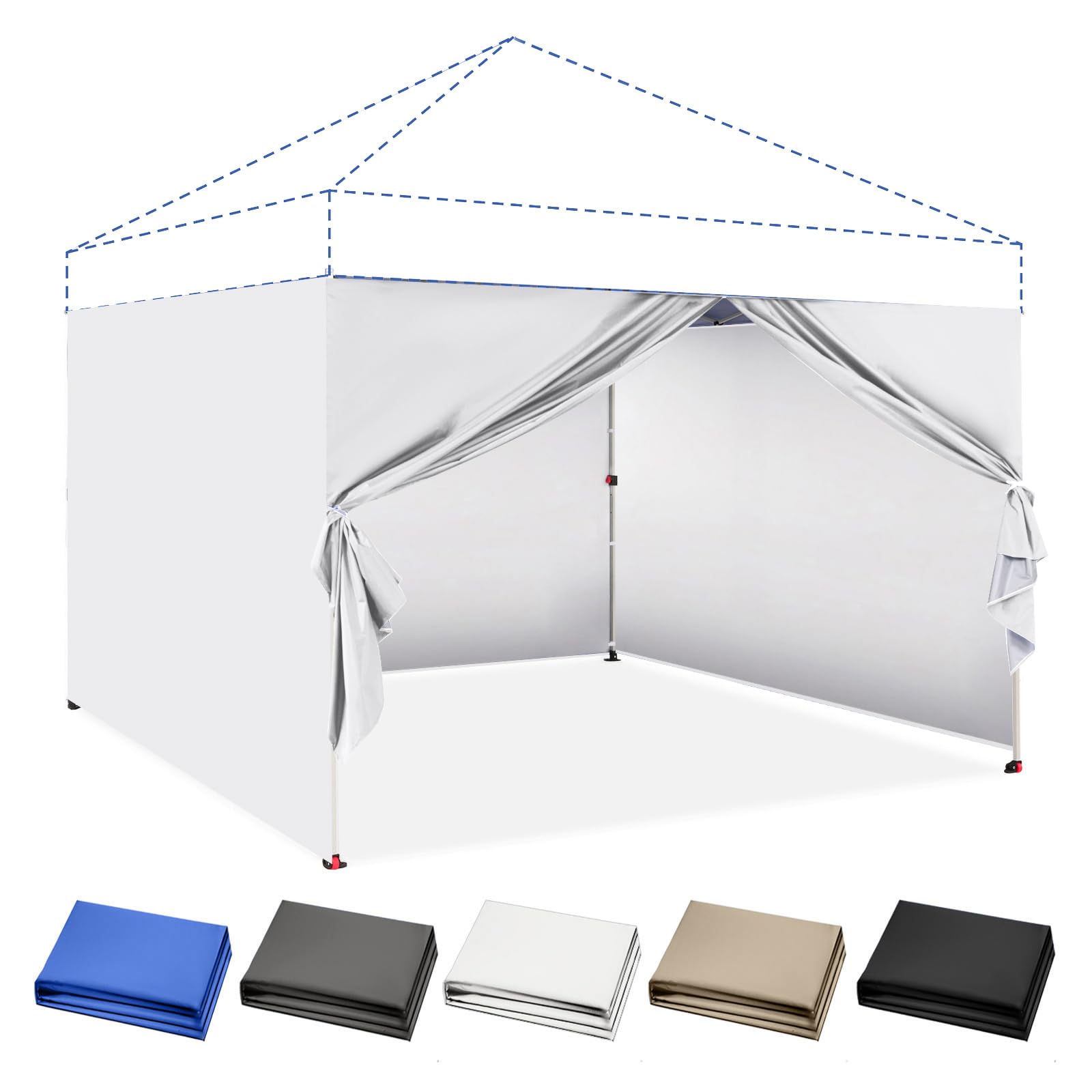 CROWN SHADES sidewall with silver coating for UV protection and waterproofing.