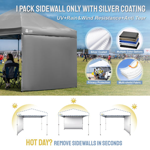 CROWN SHADES SunWall grey color with silver coating for a modern outdoor look.