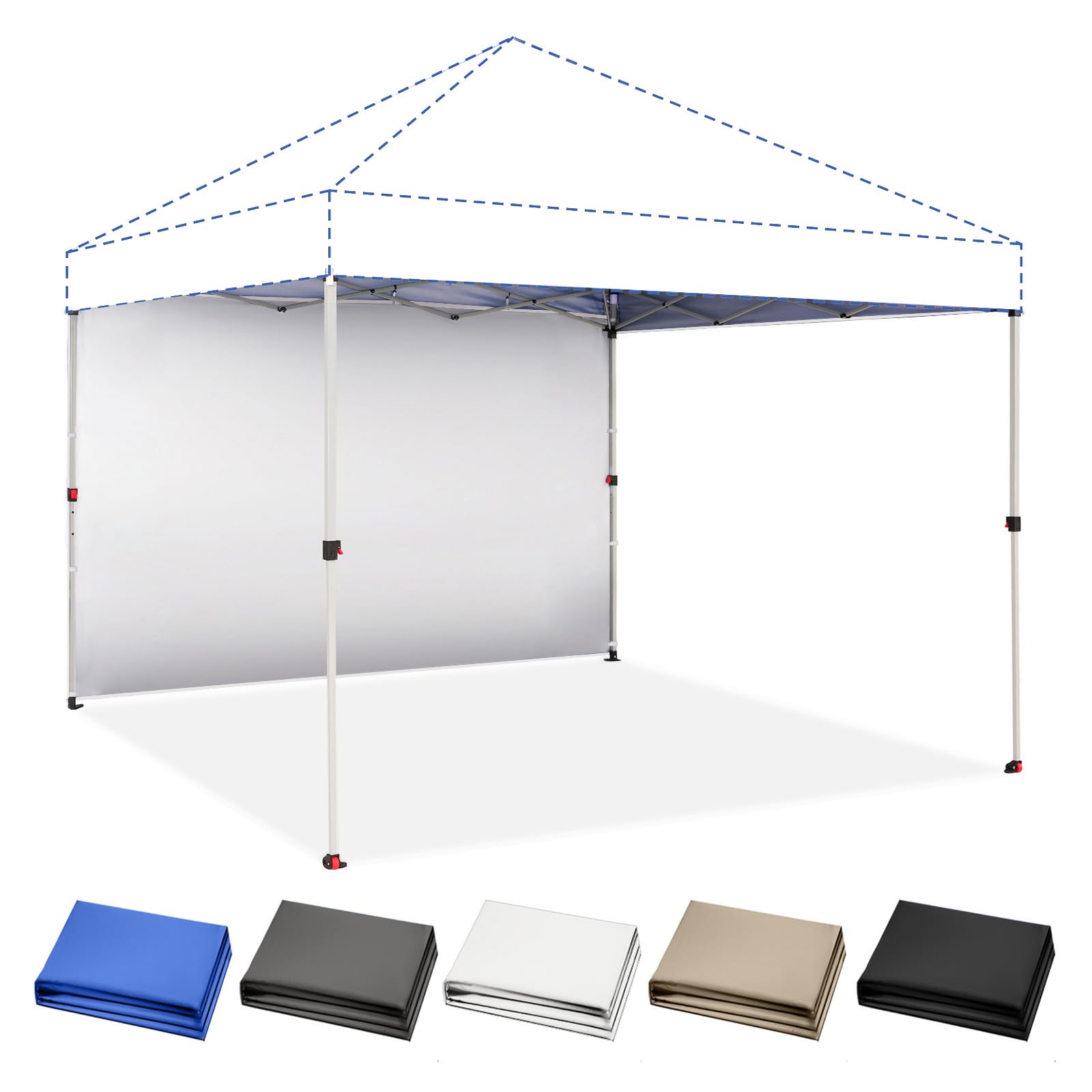 CROWN SHADES SunWall sidewall with silver coating for 6.5x10 ft canopy.