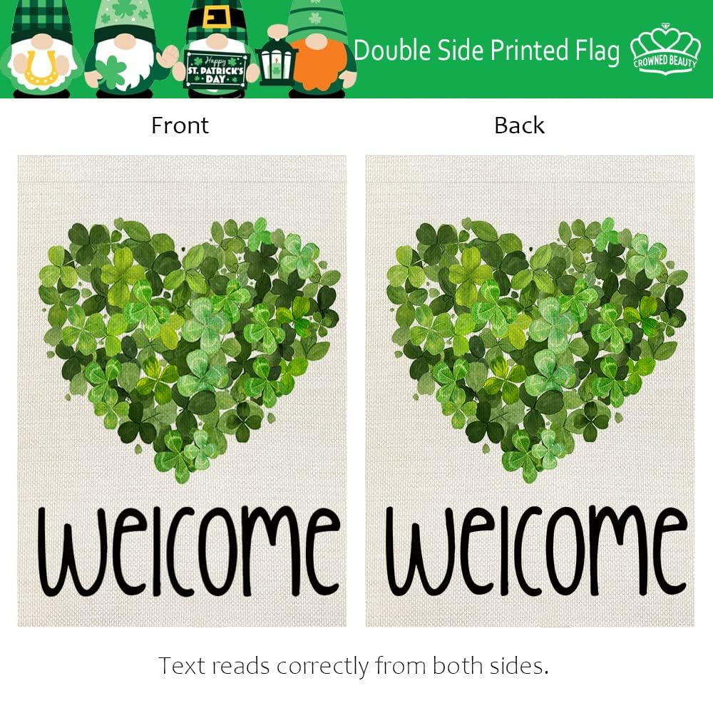 CROWNED BEAUTY burlap-feel polyester flag resists rain and sun with vibrant greens.