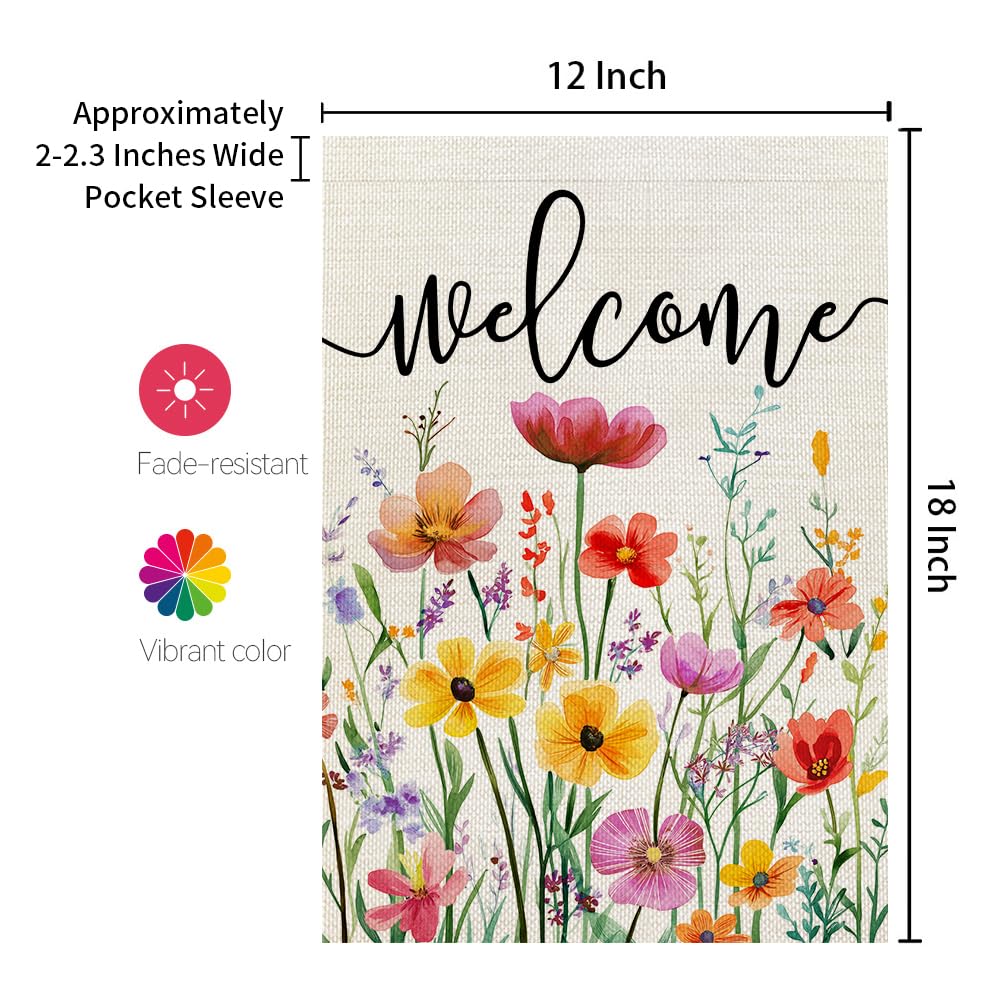 Crowned Beauty burlap-look welcome flag to charm front porches.
