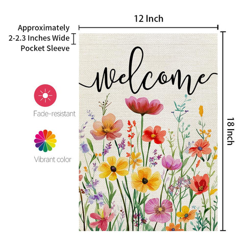 Crowned Beauty burlap-look welcome flag to charm front porches.